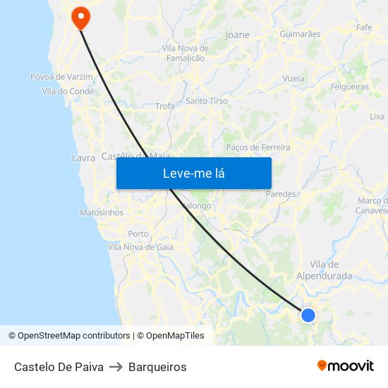 Castelo De Paiva to Barqueiros map