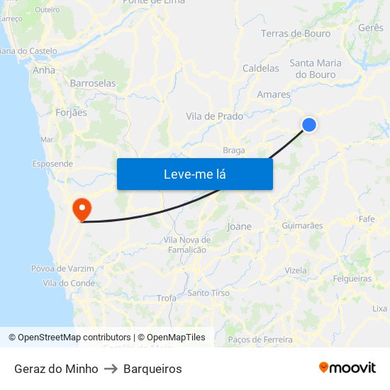 Geraz do Minho to Barqueiros map