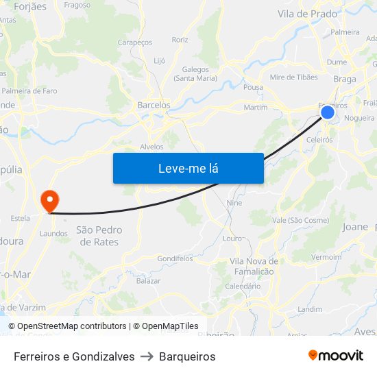 Ferreiros e Gondizalves to Barqueiros map