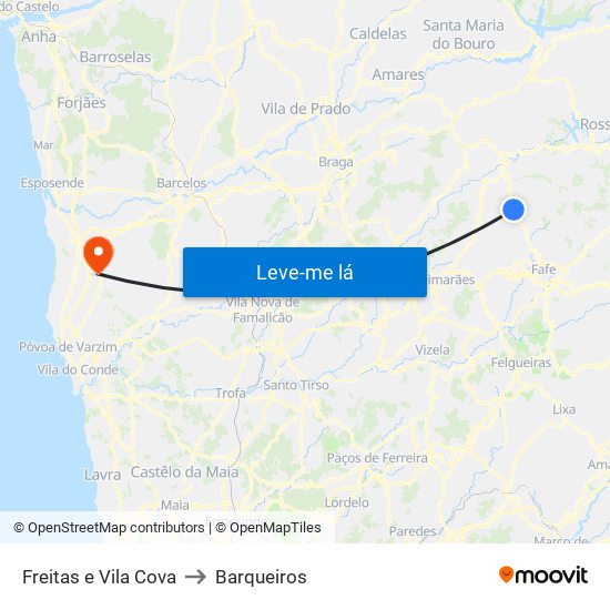Freitas e Vila Cova to Barqueiros map