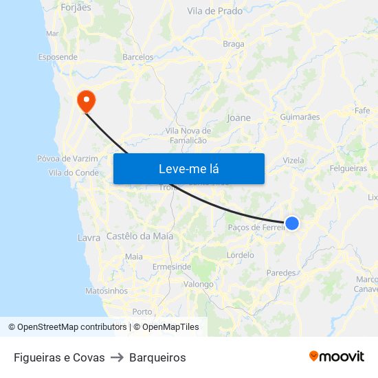 Figueiras e Covas to Barqueiros map