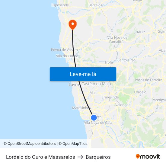 Lordelo do Ouro e Massarelos to Barqueiros map