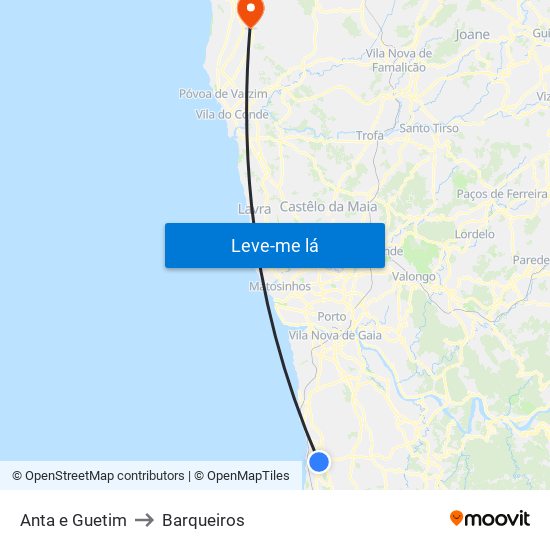 Anta e Guetim to Barqueiros map