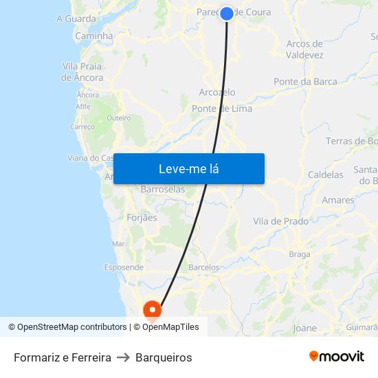 Formariz e Ferreira to Barqueiros map