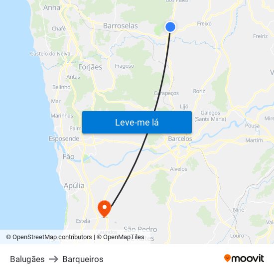 Balugães to Barqueiros map
