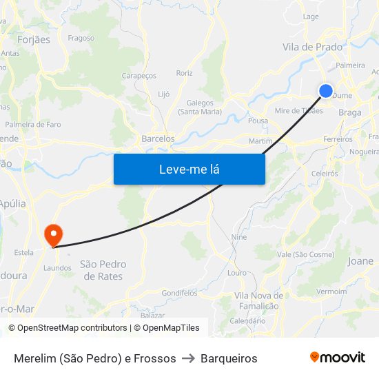 Merelim (São Pedro) e Frossos to Barqueiros map
