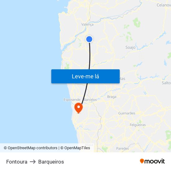 Fontoura to Barqueiros map