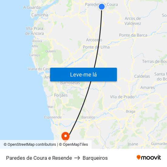 Paredes de Coura e Resende to Barqueiros map