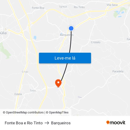 Fonte Boa e Rio Tinto to Barqueiros map