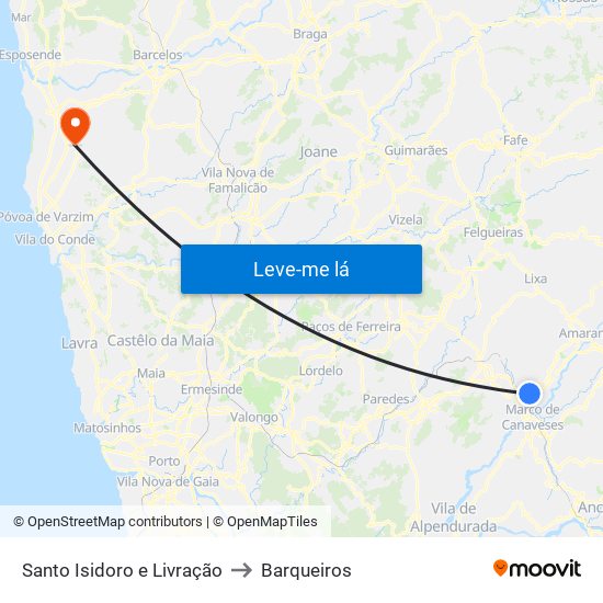 Santo Isidoro e Livração to Barqueiros map