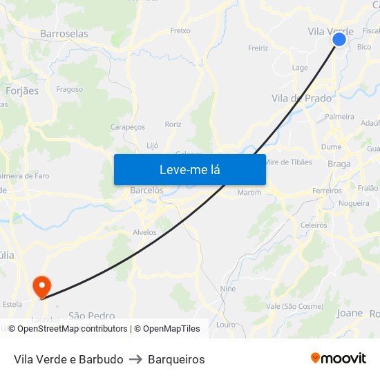 Vila Verde e Barbudo to Barqueiros map