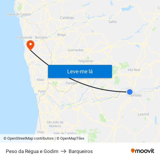 Peso da Régua e Godim to Barqueiros map