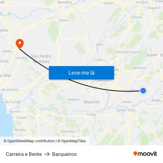 Carreira e Bente to Barqueiros map