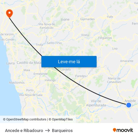 Ancede e Ribadouro to Barqueiros map