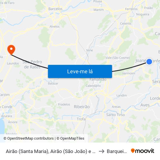 Airão (Santa Maria), Airão (São João) e Vermil to Barqueiros map