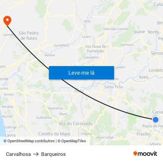 Carvalhosa to Barqueiros map