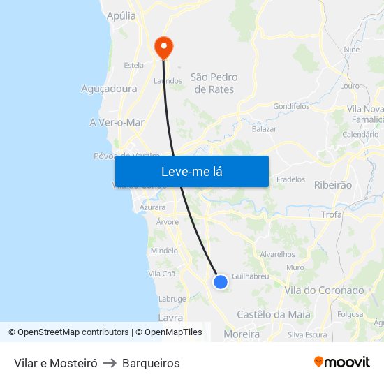 Vilar e Mosteiró to Barqueiros map