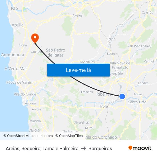 Areias, Sequeiró, Lama e Palmeira to Barqueiros map