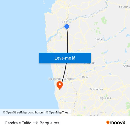 Gandra e Taião to Barqueiros map