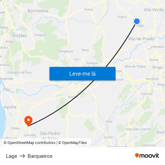 Lage to Barqueiros map