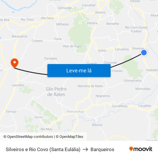 Silveiros e Rio Covo (Santa Eulália) to Barqueiros map