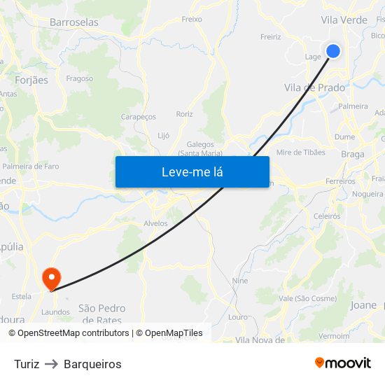 Turiz to Barqueiros map