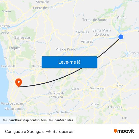 Caniçada e Soengas to Barqueiros map