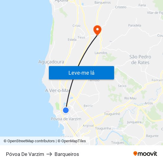 Póvoa De Varzim to Barqueiros map