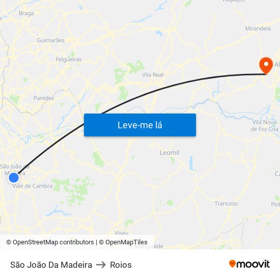 São João Da Madeira to Roios map