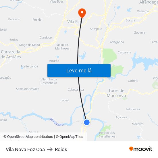 Vila Nova Foz Coa to Roios map