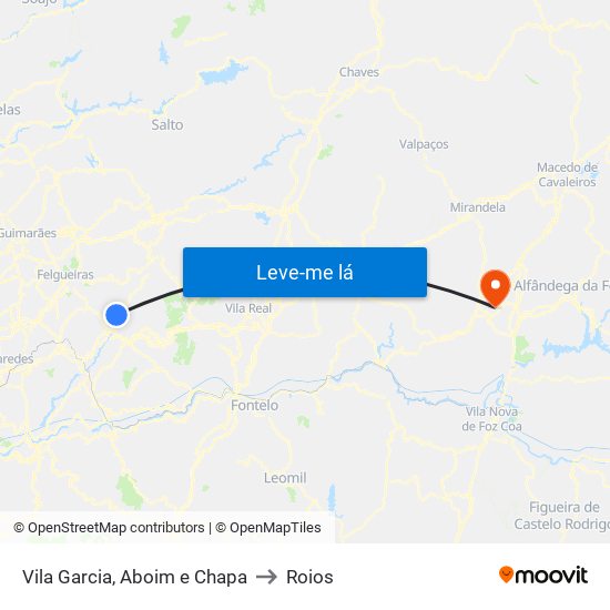 Vila Garcia, Aboim e Chapa to Roios map