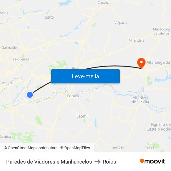 Paredes de Viadores e Manhuncelos to Roios map