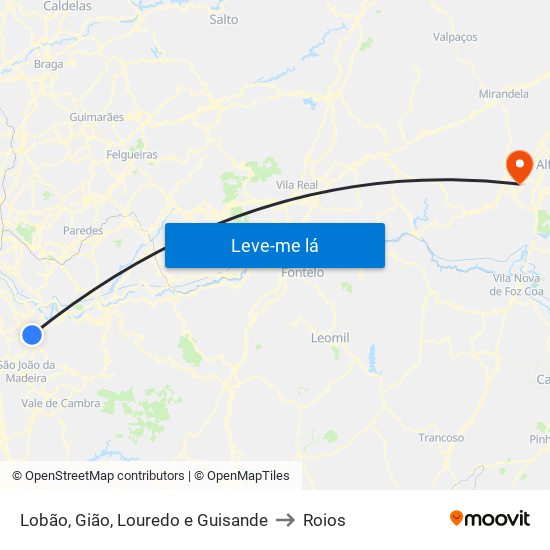 Lobão, Gião, Louredo e Guisande to Roios map