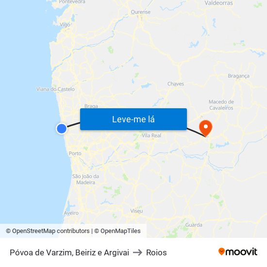 Póvoa de Varzim, Beiriz e Argivai to Roios map