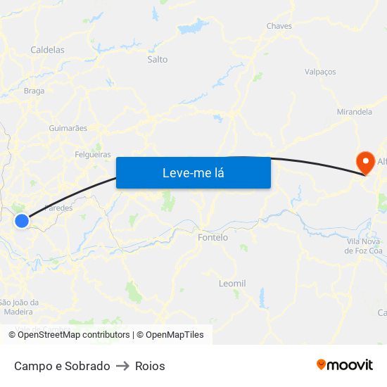 Campo e Sobrado to Roios map