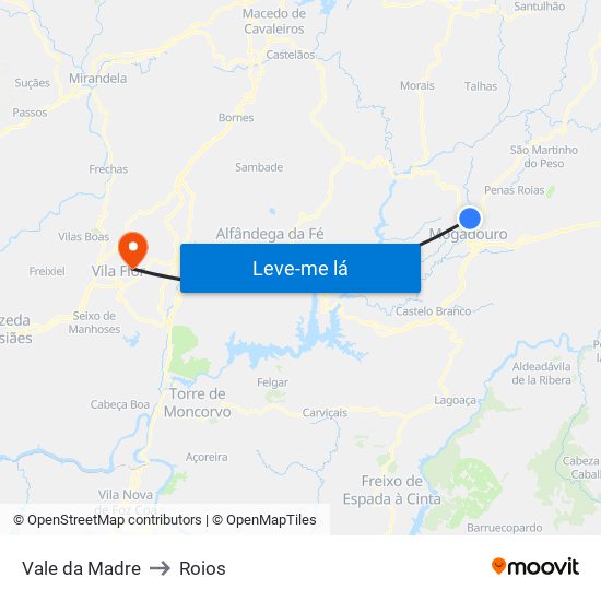 Vale da Madre to Roios map