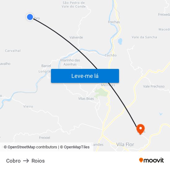 Cobro to Roios map