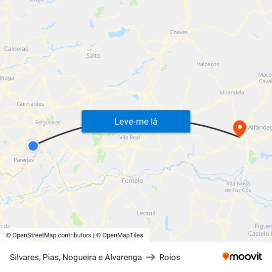 Silvares, Pias, Nogueira e Alvarenga to Roios map