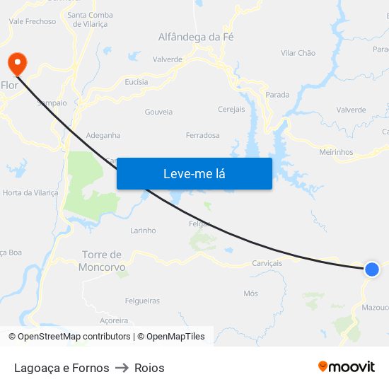 Lagoaça e Fornos to Roios map