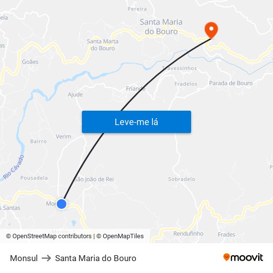 Monsul to Santa Maria do Bouro map