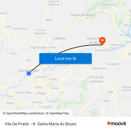 Vila De Prado to Santa Maria do Bouro map