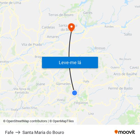 Fafe to Santa Maria do Bouro map