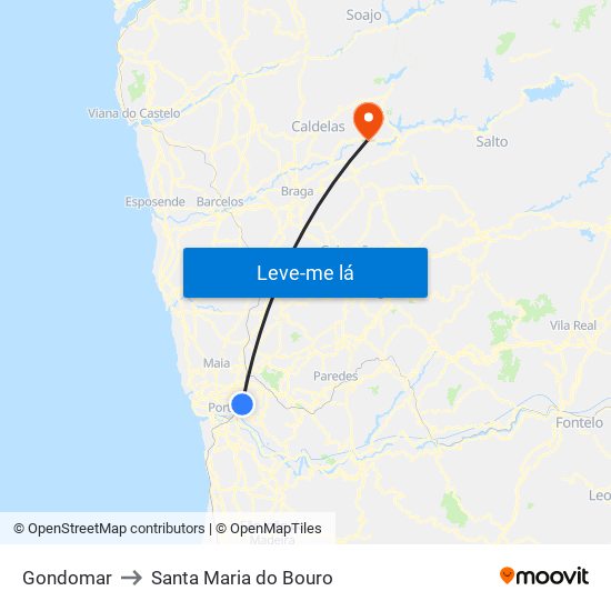 Gondomar to Santa Maria do Bouro map