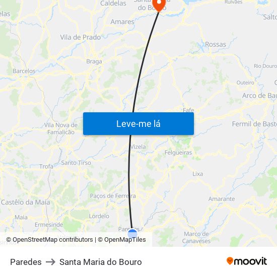 Paredes to Santa Maria do Bouro map