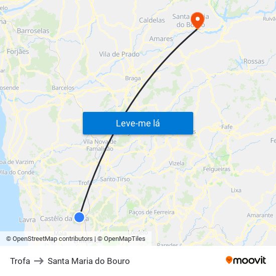 Trofa to Santa Maria do Bouro map