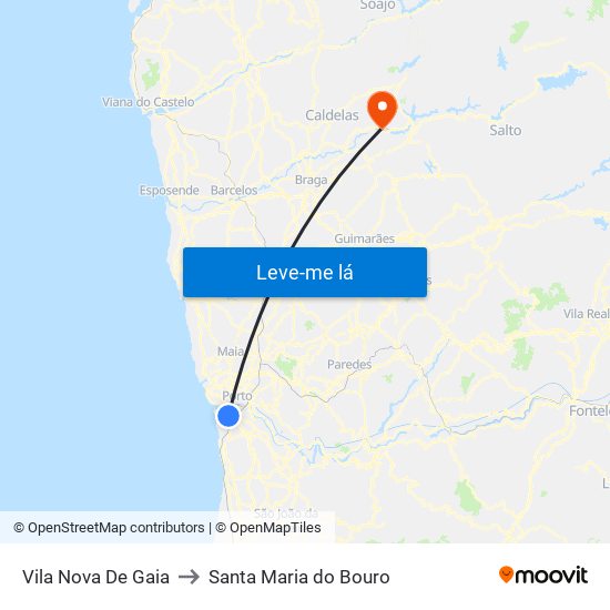 Vila Nova De Gaia to Santa Maria do Bouro map