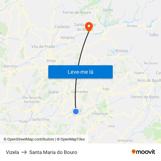 Vizela to Santa Maria do Bouro map
