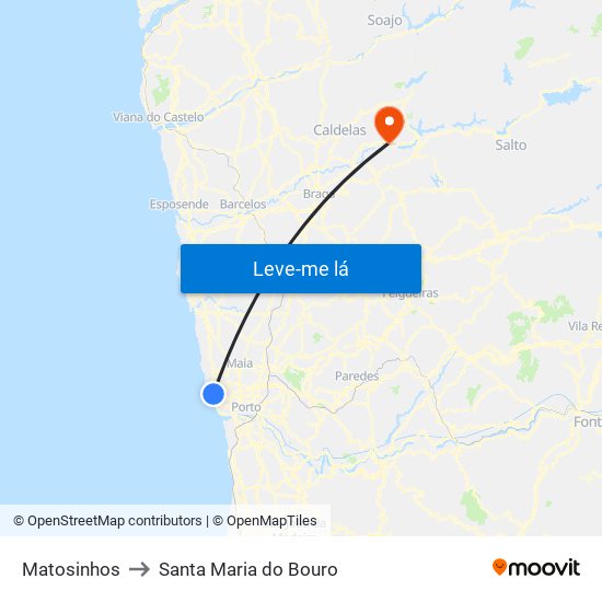 Matosinhos to Santa Maria do Bouro map