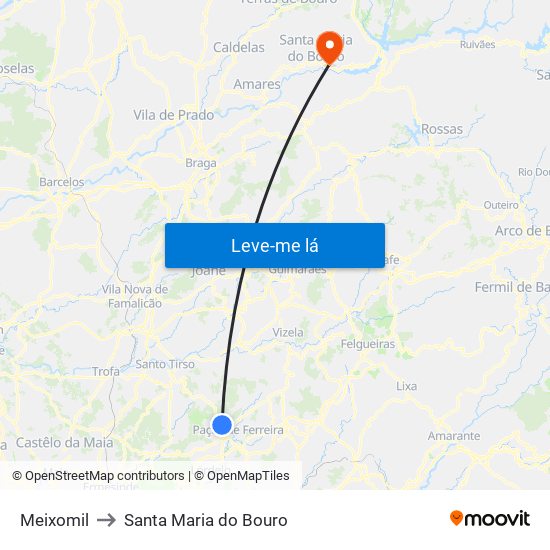 Meixomil to Santa Maria do Bouro map