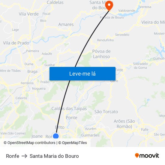 Ronfe to Santa Maria do Bouro map